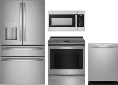 4 Piece Package Includes Refrigerator, Range, Microwave And Dishwasher